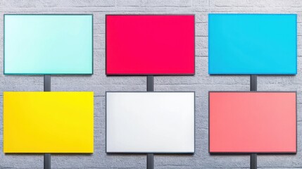 Colorful Blank Canvases on Outdoor Display Boards for Creative Projects