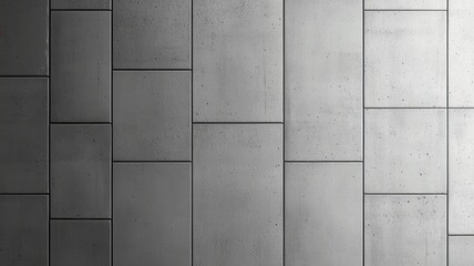 A textured concrete wall featuring rectangular panels in varying shades of gray, showcasing a modern and minimalist design.