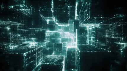 An incredibly mesmerizing visualization showcasing interconnected digital cubes set within an abstract space
