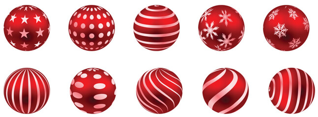 Set of Christmas decoration ball vector on white isolated