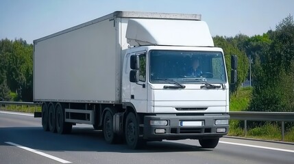 Speeding Lorry on Highway with Motion Blur