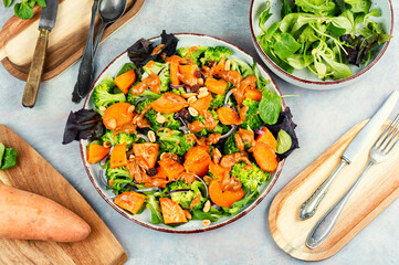 Healthy dinner party, salad.