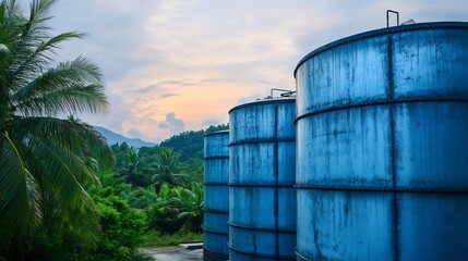 Industrial Palm Oil Production Factory with Advanced Equipment and Storage Tanks