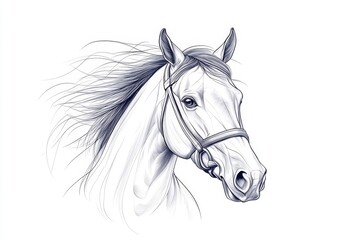 Fototapeta premium A black and white drawing of a horse in motion, with dynamic lines capturing its power and grace