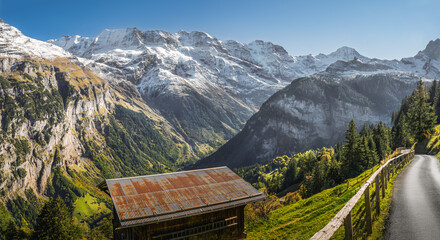 Panoramic view of the Swiss Alps