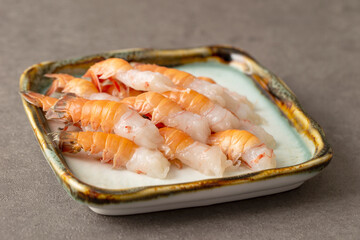 Shrimp sashimi on a plate