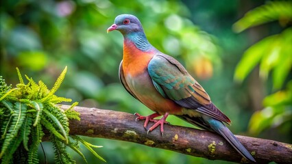 Captivating Product Photography of a Passenger Pigeon in Natural Habitat, Showcasing Its Unique Colors and Features, Perfect for Educational and Conservation Purposes