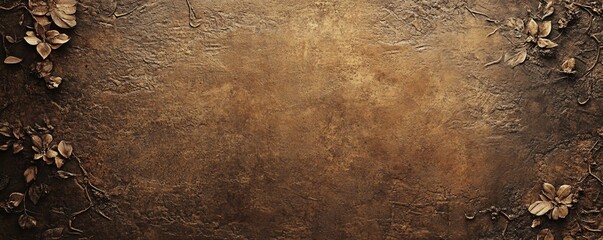 Golden leaves adorning a rustic brown textured background