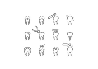 Set Of Dental Outline Icon logo png template logo icon vector illustration