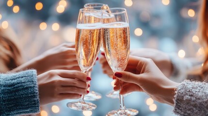 Toasting with Sparkling Drinks in Celebration