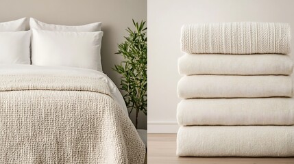 Cozy Scandinavian-inspired Retreat with Neutral Textured Decor and Natural Elements