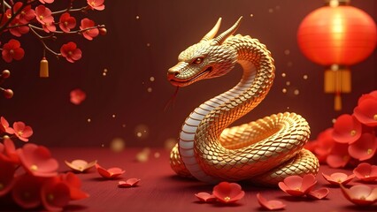 Obraz premium Golden Dragon Snake Symbol of Chinese New Year