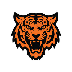 Tiger head silhouette vector art illustrations on white background