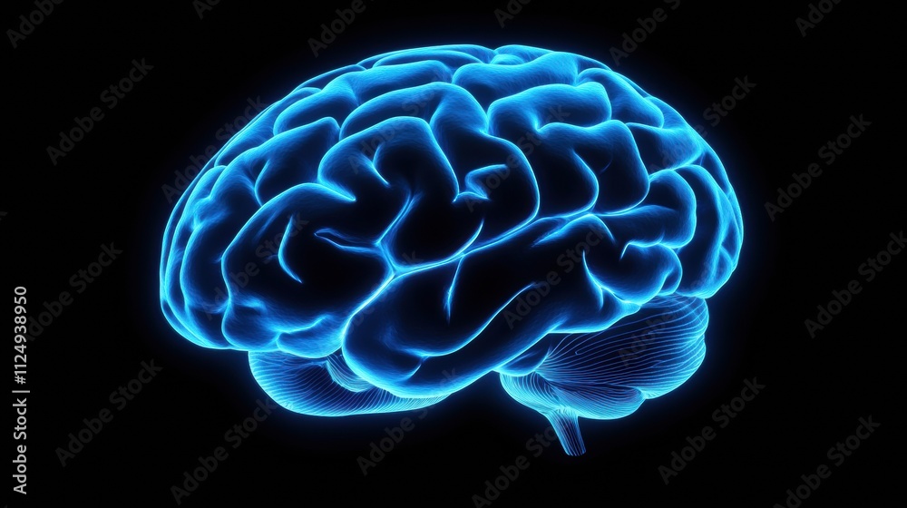 Leinwandbilder glowing blue neural pathways illuminate the contours of a brain, creating an intriguing focal point 
