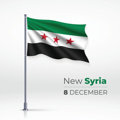 Realistic Syrian Flag on a Flagpole for National Celebration
