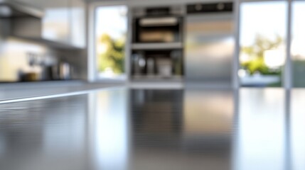minimalist aluminum table with blurred background generative ai