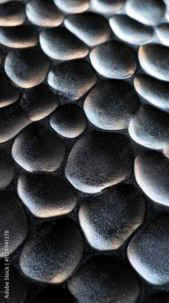 Poster Metallic embossed surface creating a textured background with oval shapes