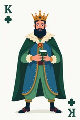 Vector Design of the King of Clubs Card with a Regal Man