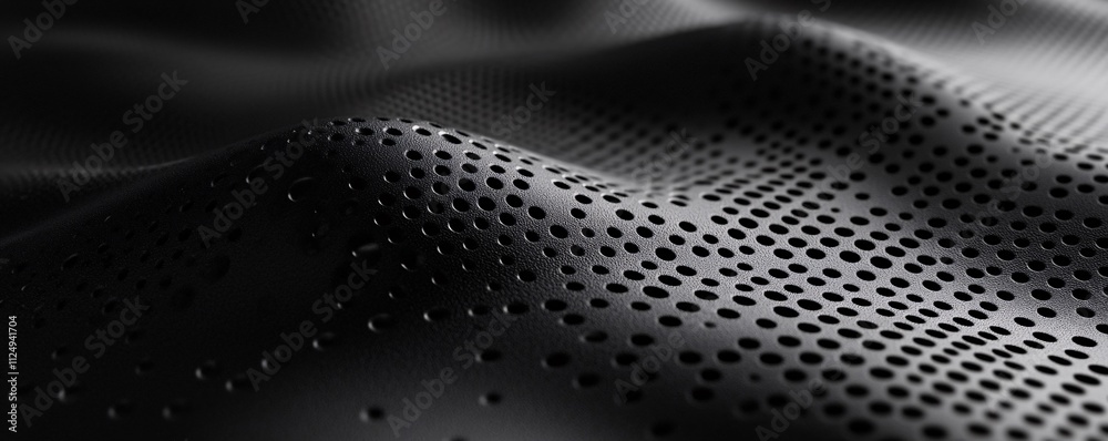 Aufkleber Wavy perforated black surface creating an abstract pattern