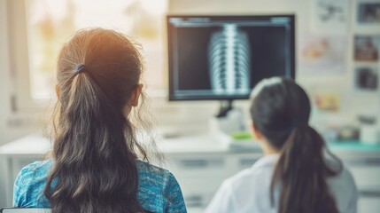 Doctor Examining Spinal Curvature in Patient's X-Ray