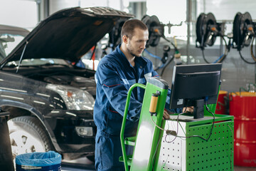 Mechanic in a car repair shop