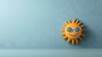 A cheerful anthropomorphic sun with sunglasses brightens up the day, radiating joy and warmth. National Humor Month Concept