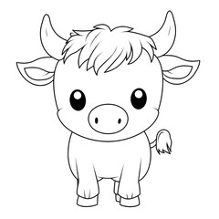 Obraz premium Cow, simple and easy coloring book for kids, cartoon style.