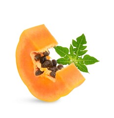 ripe papaya isolated on white background. full depth of field
