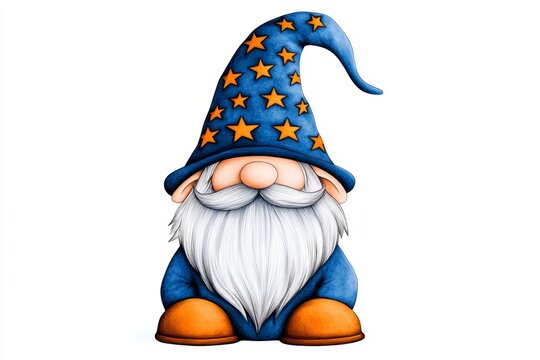 A minimalist depiction of a dwarf gnome face, focusing only on its beard and hat with clean geometric shapes