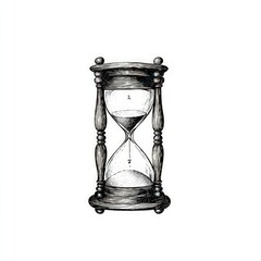 Elegant hourglass, sand slowly falling.