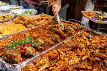 Delicious buffet in Chinese fast food restaurant