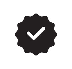 Outline Verified badge icon, with editable stroke. Blue tick sign, approved checkmark. Verified user in social media, certified and original account, confirmed profile, verification mark. Vector icon 