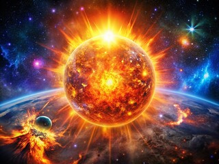 Obraz premium Captivating Solar Flares: A Stunning Urban Exploration of the Sun's Surface Energy Release