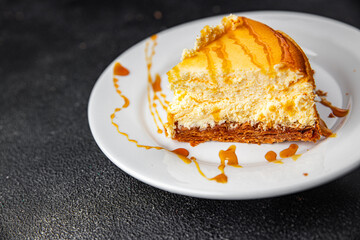cheesecake tart sweet cheese baking tart fromage fresh tasty food dish gourmet food background on the table rustic food top view copy space
