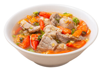 Bakso Blendi pedas, Super spicy Beef Meatball with extra chili one of most popular Indonesian foods