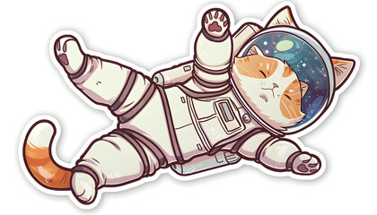 Fototapeta premium A cat in a space suit is laying down