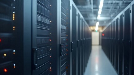 Data center operations modern facility technology infrastructure controlled environment close-up view server management insights