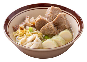 Bakso Jumbo, Big Beef Meatballs with noodles, dumpling and rice cake one of most popular Indonesian foods