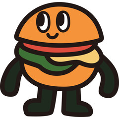 Cartoon Hamburger Character with Friendly Expression