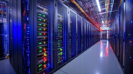 Data center operations high-tech server management modern facility it infrastructure tech environment interior perspective efficiency concepts