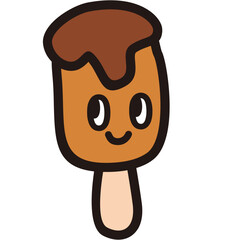 Cute Cartoon Ice Cream Popsicle Illustration