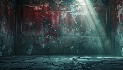Fototapeta premium Dark grunge room with smoke, 3d rendering. Computer digital drawing.
