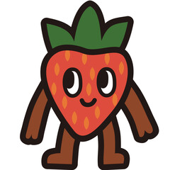Playful Cartoon Strawberry Character Illustration