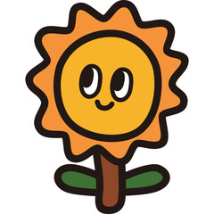 Cute Cartoon Sunflower Illustration