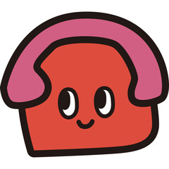 Cute Cartoon Bread Character with Pink Frosting