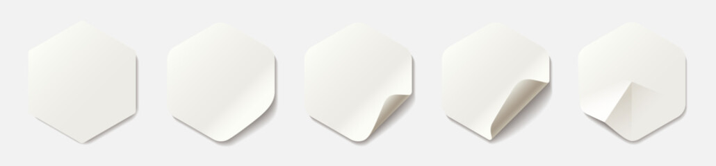 Paper stickers rounded edges adhesive set icon