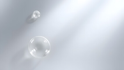 Semi-transparent frosted glass elements with faint shadows, floating over a smooth metallic gradient