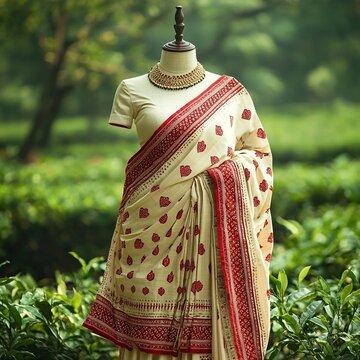 elegant assamese mekhela sador on mannequin indian clothes