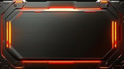 Obraz premium Black metallic panel with orange neon lights.