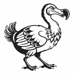 Dodo Minimalist Silhouette Illustration with Clean White Background Perfect for Wildlife and Educational Designs